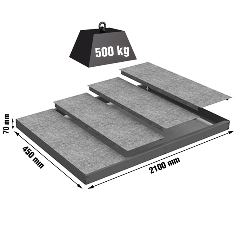 Estante Metálica SIMONFORTE EA 2104 METAL Cinzento/Galvanizado - 70 x 2100 x 450 mm
