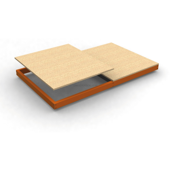 Estante Metálica SIMONFORTE EA 2407 Aglomerado Laranja/Madeira - 77 x 2400 x 750 mm