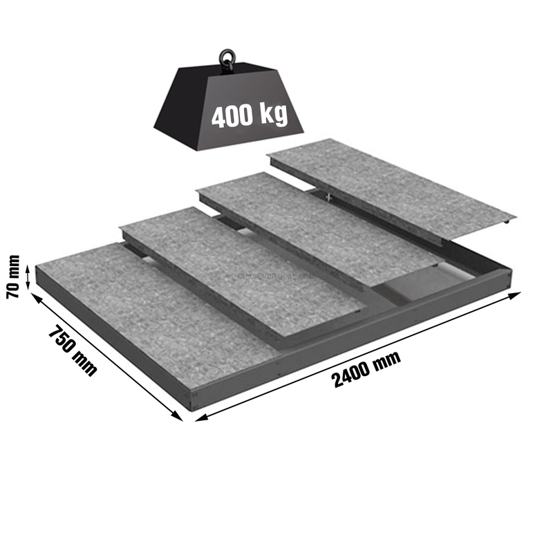Estante Metálica SIMONFORTE EA 2407 METAL Cinzento/Galvanizado - 70 x 2400 x 750 mm
