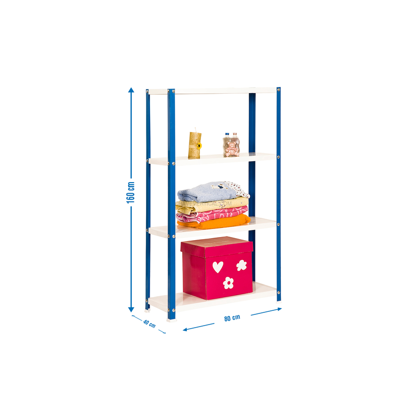 Estante Metálica SIMONHOME CLASSIC MINI 4/400 AZUL/Branco - 1600 x 800 x 400 mm