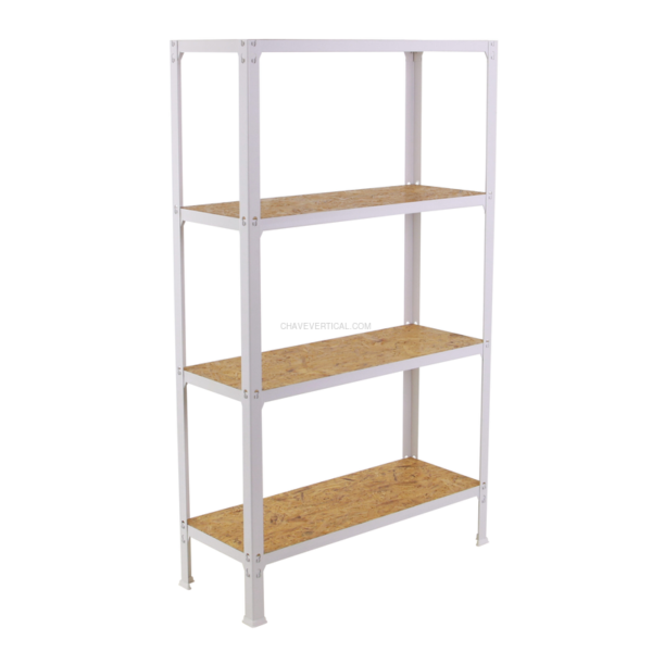 Estante Metálica SIMONHOME CLICK WOOD MINI 4/300 Branco/OSB - 1600 x 800 x 300 mm