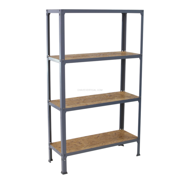 Estante Metálica SIMONHOME CLICK WOOD MINI 4/300 Cinzento/OSB - 1600 x 800 x 300 mm