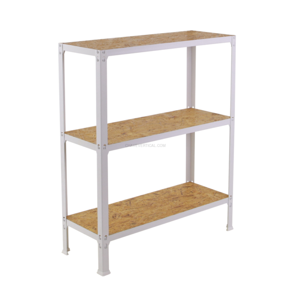 Estante Metálica SIMONHOME CLICK WOOD PLUS 3/300 Branco/OSB - 900 x 1000 x 300 mm