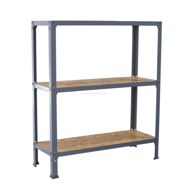 Estante Metálica SIMONHOME CLICK WOOD PLUS 3/300 Cinzento/OSB - 900 x 1000 x 300 mm