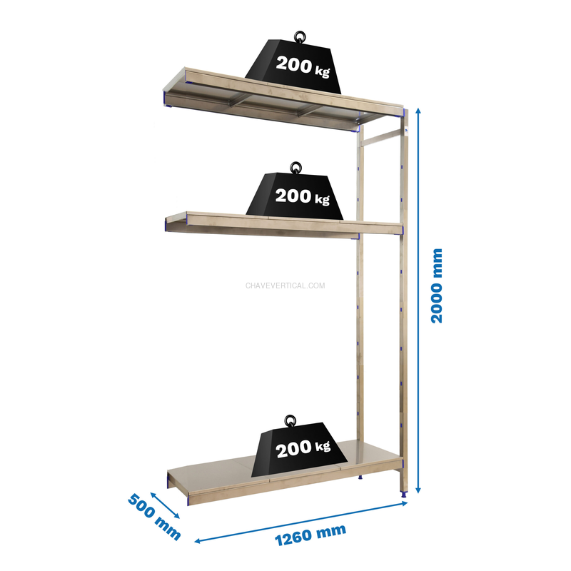 Estante Metálica SIMONINOX Adicional 3SS/2000X1260X500