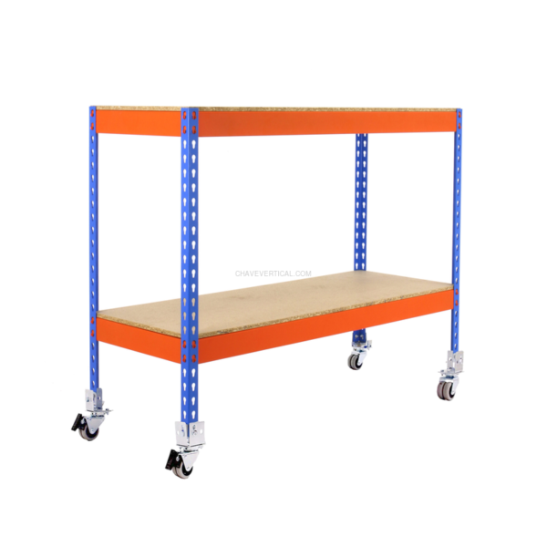 Estante Móvel ECOFORTE Móvel 1204-2 Aglomerado 900 Azul/Laranja/Madeira - 975 x 1200 x 450 mm