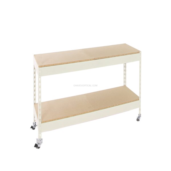 Estante Móvel ECOFORTE Móvel 1204-2 Aglomerado 900 Branco/Madeira - 975 x 1200 x 450 mm