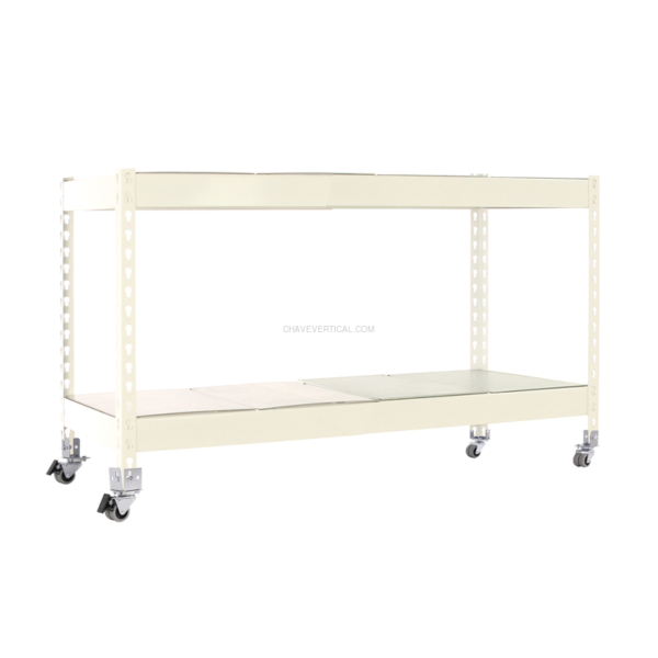 Estante Móvel ECOFORTE Móvel 1204-2 METAL 900 Branco/Galvanizado - 975 x 1200 x 450 mm