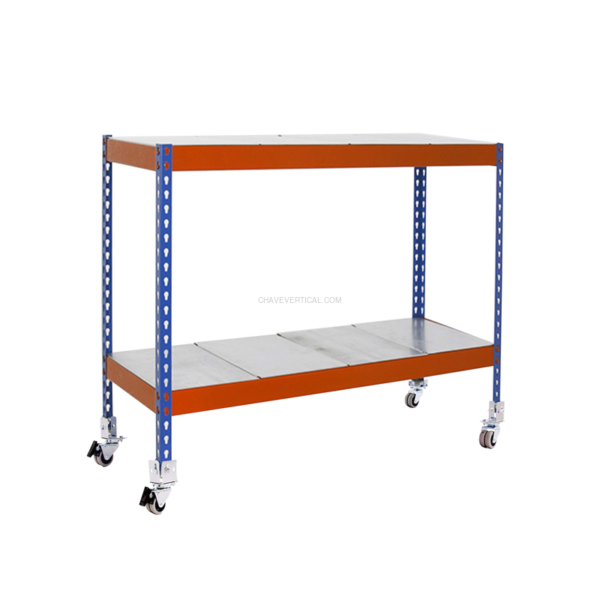Estante Móvel ECOFORTE Móvel 1206-2 METAL 900 Azul/Laranja/Galvanizado - 975 x 1200 x 600 mm