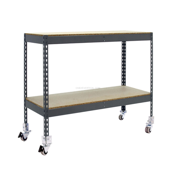 Estante Móvel ECOFORTE Móvel 1207-2 Aglomerado 900 Cinzento/Madeira - 975 x 1200 x 750 mm