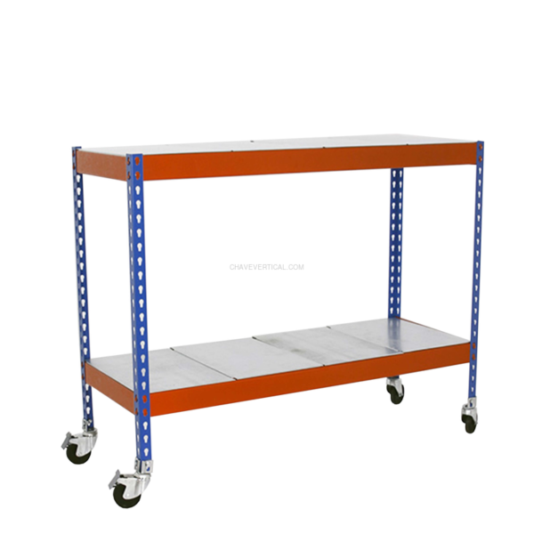 Estante Móvel ECOFORTE Móvel 1504-2 METAL 900 Azul/Laranja/Galvanizado - 975 x 1500 x 450 mm