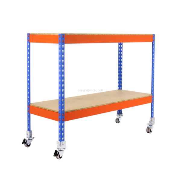 Estante Móvel ECOFORTE Móvel 1506-2 Aglomerado 900 Azul/Laranja/Madeira - 975 x 1500 x 600 mm