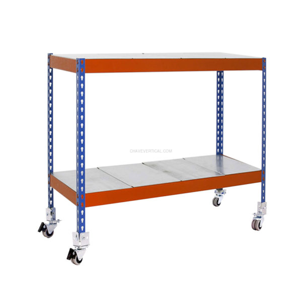 Estante Móvel ECOFORTE Móvel 1506-2 METAL 900 Azul/Laranja/Galvanizado - 975 x 1500 x 600 mm