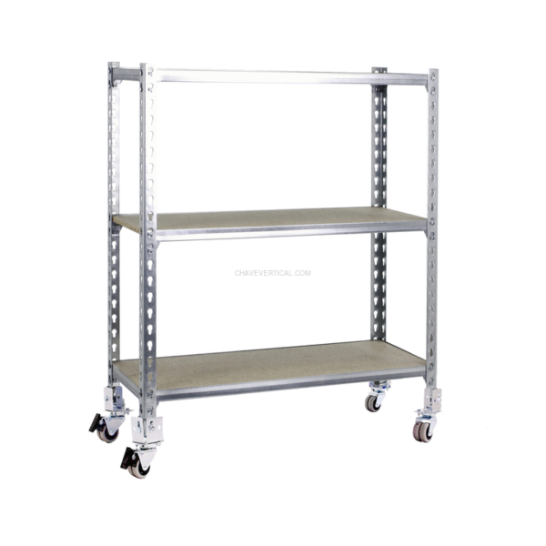Estante Móvel MADERCLICK Móvel 3/300 900 Galvanizado/Madeira - 975 x 900 x 300 mm