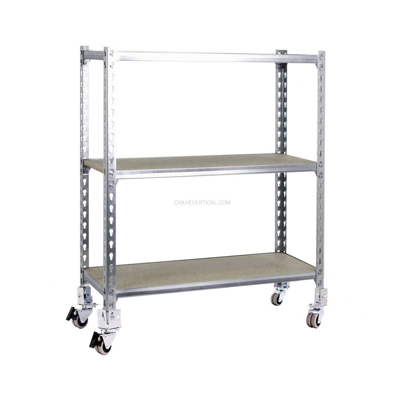 Estante Móvel MADERCLICK Móvel 3/300 900 Galvanizado/Madeira - 975 x 900 x 300 mm