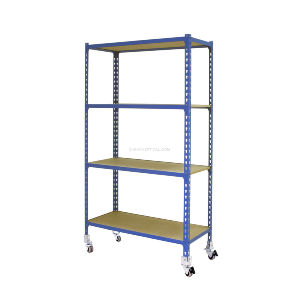 Estante Móvel MADERCLICK Móvel 4/500 1500 AZUL/Madeira - 1575 x 900 x 500 mm