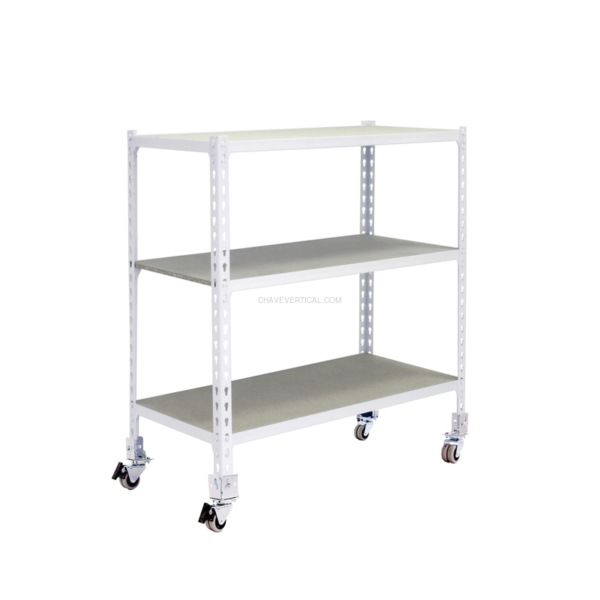 Estante Móvel MADERCLICK Móvel MINI 3/400 900 Branco/Madeira - 975 x 800 x 400 mm