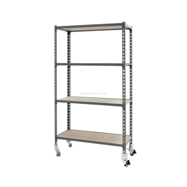 Estante Móvel MADERCLICK Móvel MINI 4/500 1500 Cinzento/Madeira - 1575 x 800 x 500 mm
