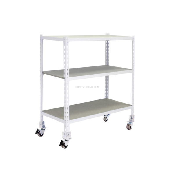 Estante Móvel MADERCLICK Móvel PLUS 3/300 900 Branco/Madeira - 975 x 1000 x 300 mm