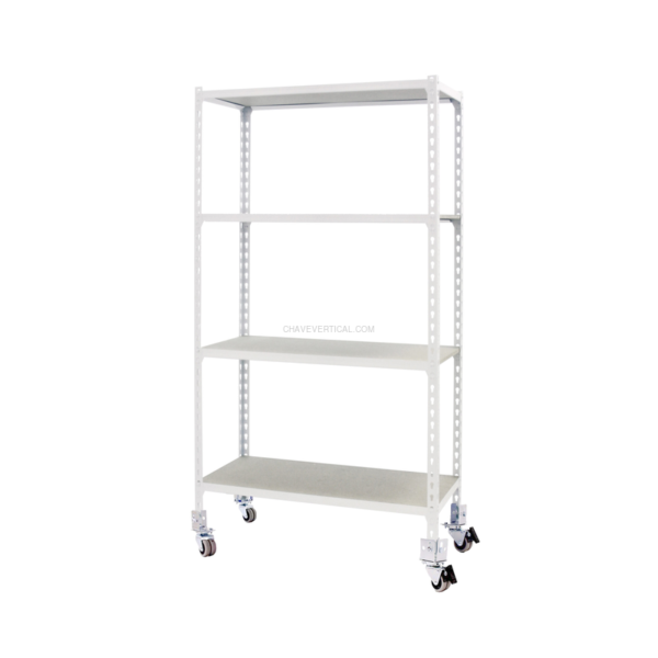 Estante Móvel MADERCLICK Móvel PLUS 4/300 1500 BCO/Madeira - 1575 x 1000 x 300 mm