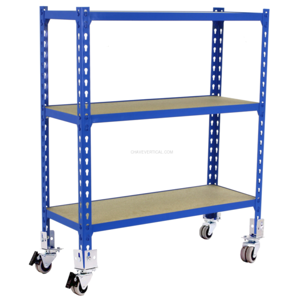Estante Móvel MADERCLICK Móvel SUPERPLUS 3/300 900 AZUL/Madeira - 975 x 1100 x 300 mm