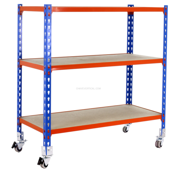 Estante Móvel MADERCLICK Móvel SUPERPLUS 3/300 900 Azul/NA/MA - 975 x 1100 x 300 mm