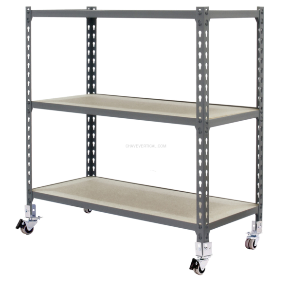 Estante Móvel MADERCLICK Móvel SUPERPLUS 3/400 900 Cinzento/Madeira - 975 x 1100 x 400 mm