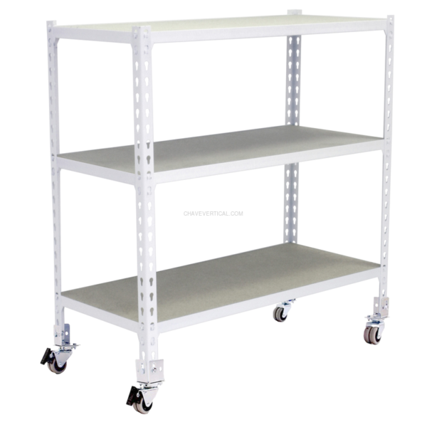 Estante Móvel MADERCLICK Móvel SUPERPLUS 3/500 900 BCO/Madeira - 975 x 1100 x 500 mm