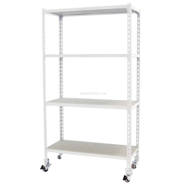 Estante Móvel MADERCLICK Móvel SUPERPLUS 4/500 1500 BCO/Madeira - 1575 x 1100 x 500 mm