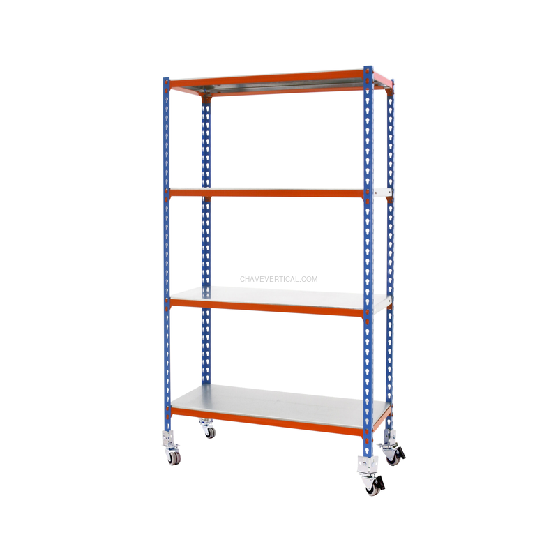 Estante Móvel SIMONCLICK Móvel 4/500 1500 AZUL/Laranja/Galvanizado - 1575 x 900 x 500 mm