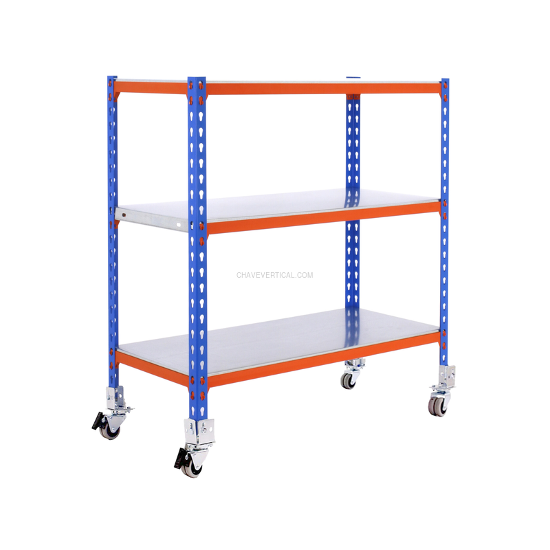 Estante Móvel SIMONCLICK Móvel MINI 3/400 900 AZUL/Laranja/Galvanizado - 975 x 800 x 400 mm