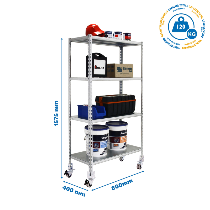 Estante Móvel SIMONCLICK Móvel MINI 4/400 1500 Galvanizado - 1575 x 800 x 400 mm