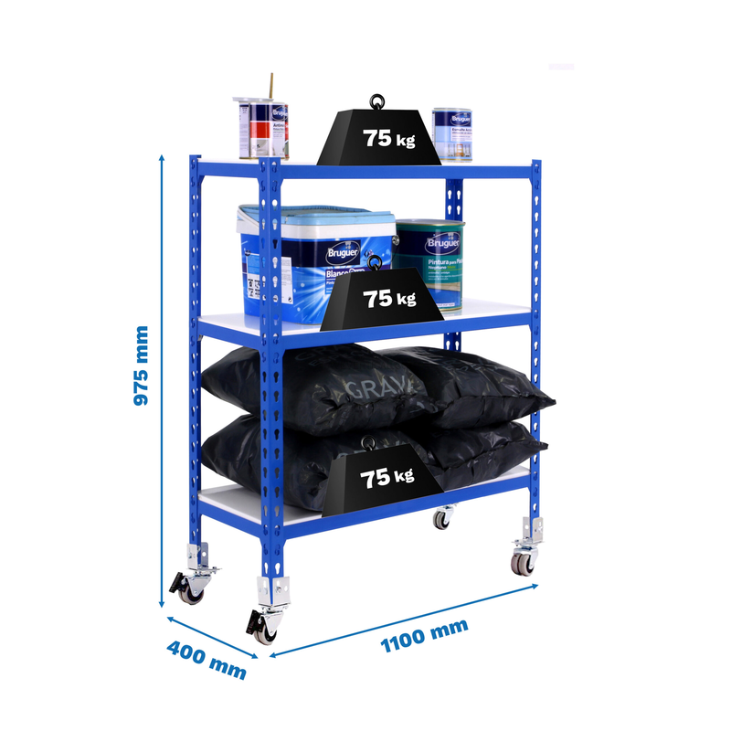 Estante Móvel SIMONCLICK Móvel SUPERPLUS 3/400 900 AZUL/BLA - 975 x 1100 x 400 mm