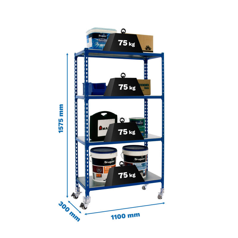 Estante Móvel SIMONCLICK Móvel SUPERPLUS 4/300 1500 AZU/Galvanizado - 1575 x 1100 x 300 mm