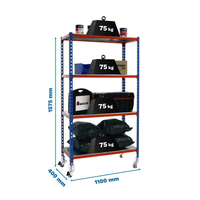 Estante Móvel SIMONCLICK Móvel SUPERPLUS 4/400 1500 Azul/NA/G - 1575 x 1100 x 400 mm