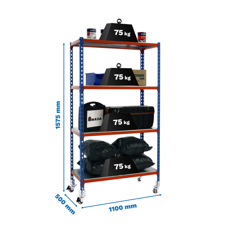 Estante Móvel SIMONCLICK Móvel SUPERPLUS 4/500 1500 Azul/NA/G - 1575 x 1100 x 500 mm