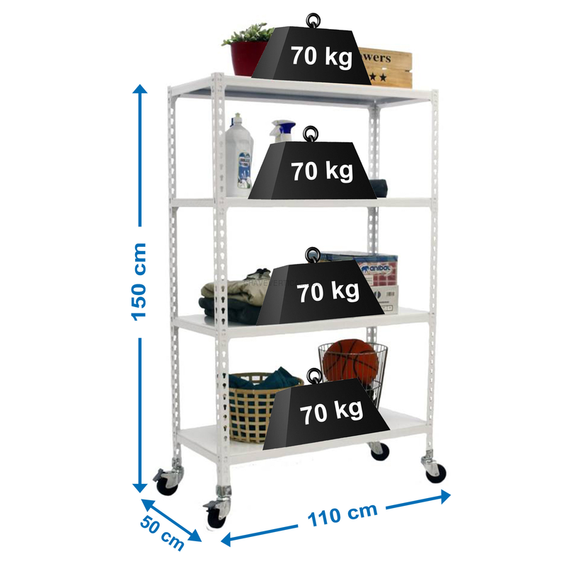 Estante Móvel SIMONCLICK Móvel SUPERPLUS 4/500 1500 BCO/BCO - 1575 x 1100 x 500 mm