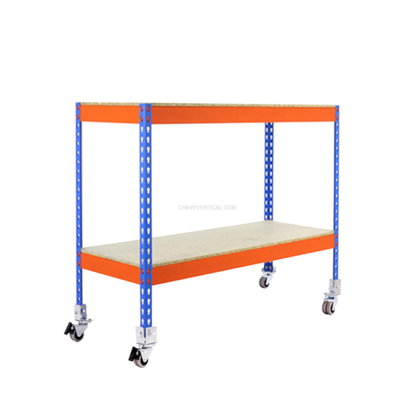 Estante Móvel SIMONFORTE Móvel 1204-2 Aglomerado 900 Azul/Laranja/MA - 975 x 1200 x 450 mm