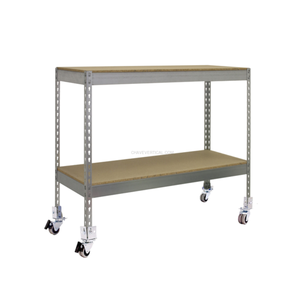 Estante Móvel SIMONFORTE Móvel 1207-2 Aglomerado 900 Galvanizado/Madeira - 975 x 1200 x 750 mm