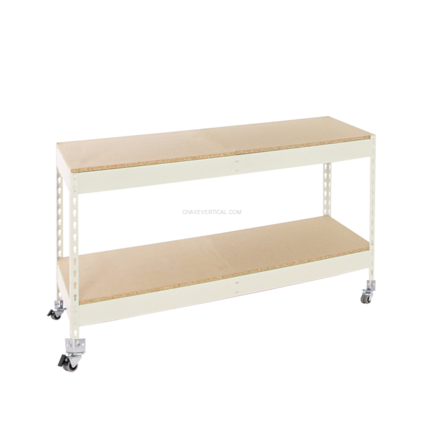 Estante Móvel SIMONFORTE Móvel 1504-2 Aglomerado 900 Branco/Madeira - 975 x 1500 x 450 mm
