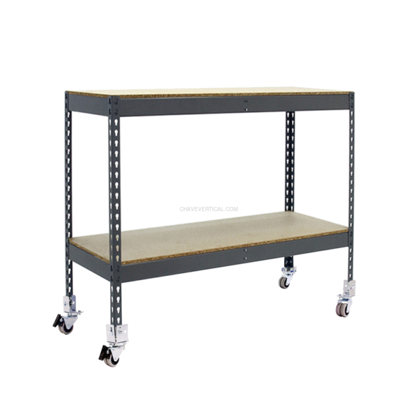 Estante Móvel SIMONFORTE Móvel 1504-2 Aglomerado 900 Cinzento/Madeira - 975 x 1500 x 450 mm