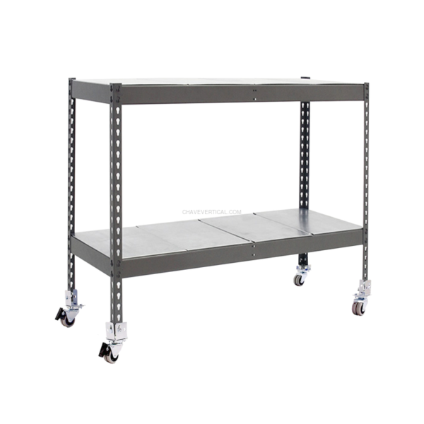 Estante Móvel SIMONFORTE Móvel 1504-2 METAL 900 Cinzento/Galvanizado - 975 x 1500 x 450 mm
