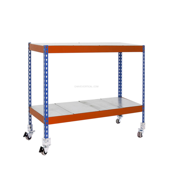 Estante Móvel SIMONFORTE Móvel 1507-2 METAL 900 AZUL/Laranja/Galvanizado - 975 x 1500 x 750 mm