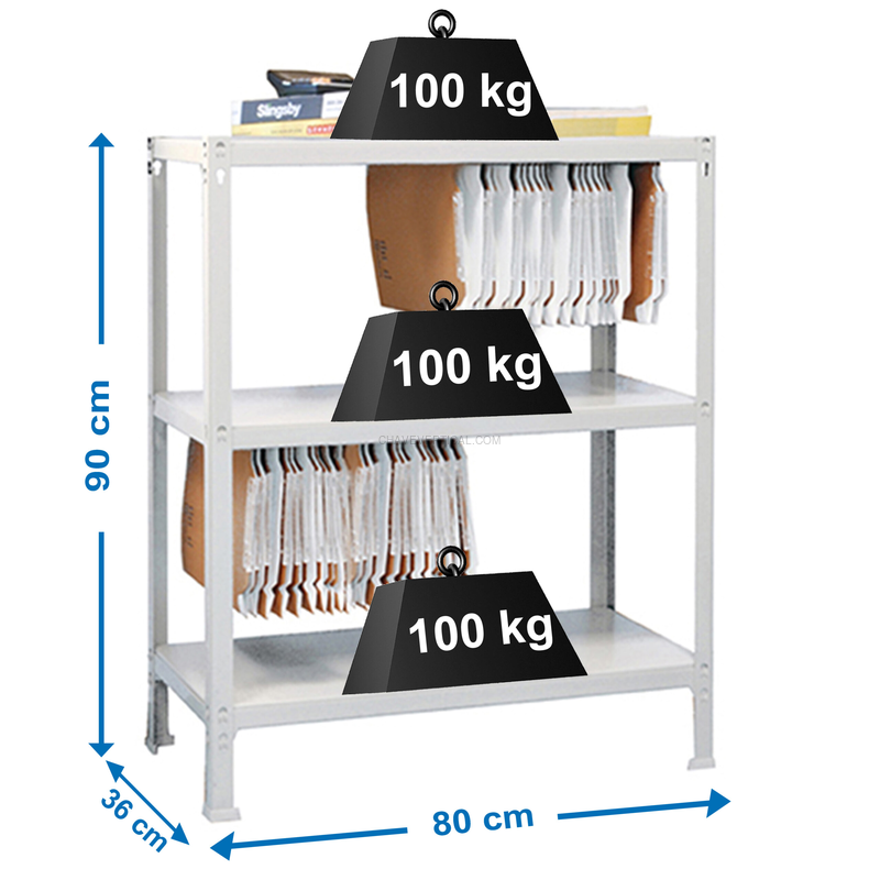 Estante para Arquivo FILECLICK MINI 3/360 Branco - 900 x 800 x 360 mm