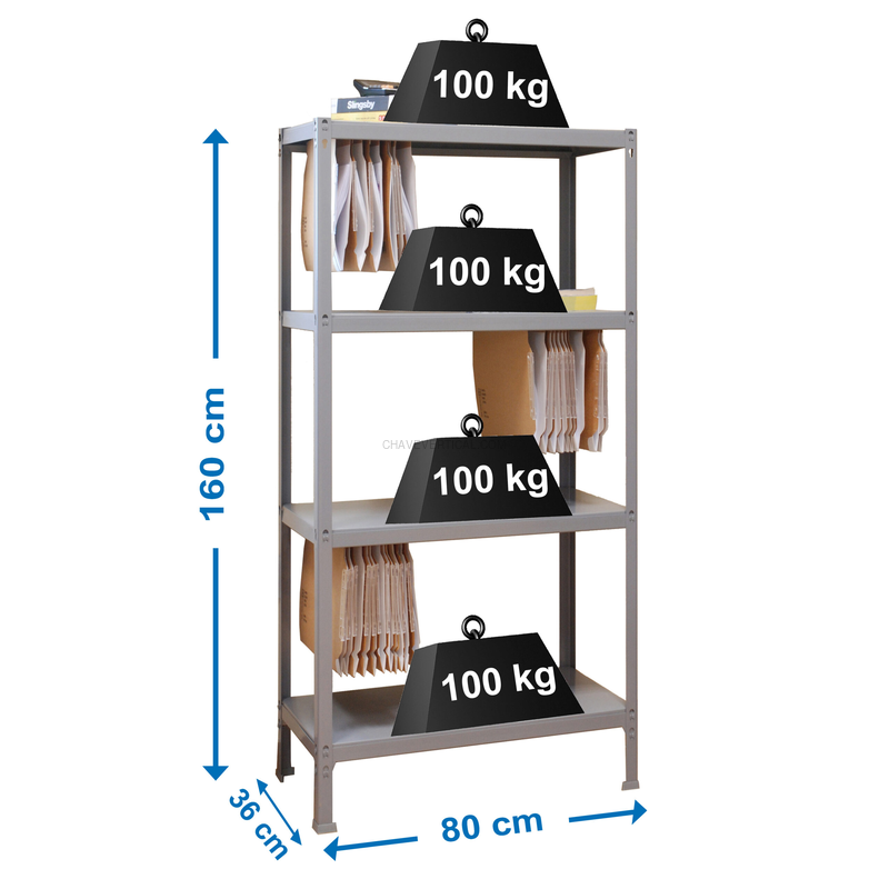 Estante para Arquivo FILECLICK MINI 4/360 Cinzento - 1600 x 800 x 360 mm