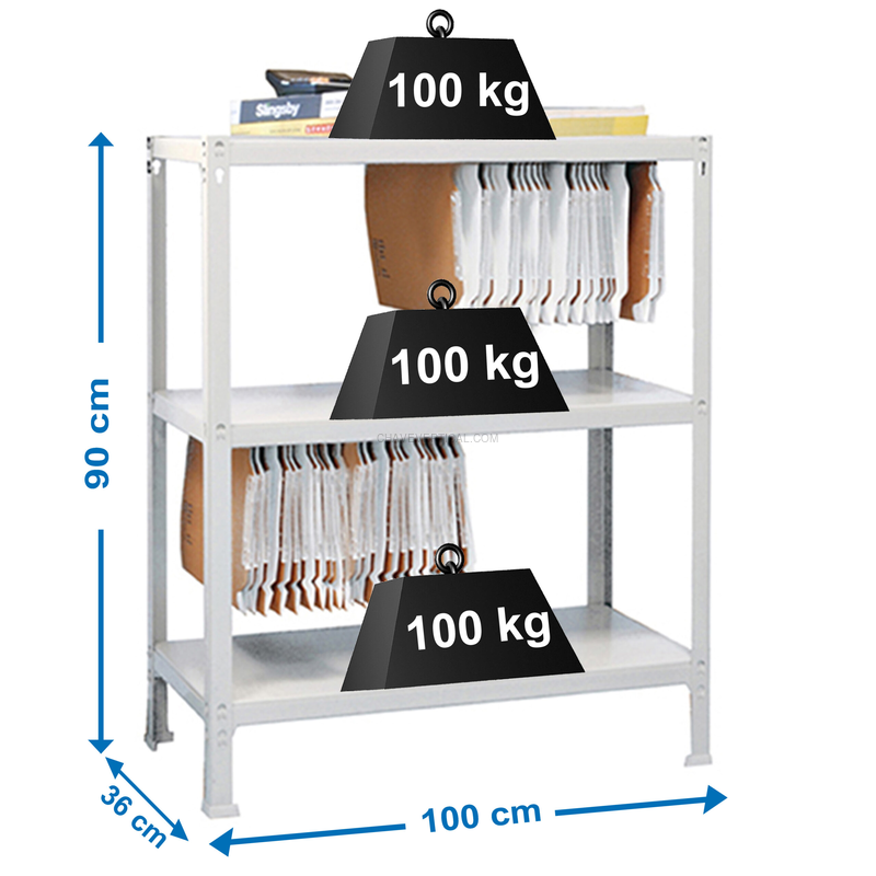 Estante para Arquivo FILECLICK PLUS 3/360 Branco - 900 x 1000 x 360 mm
