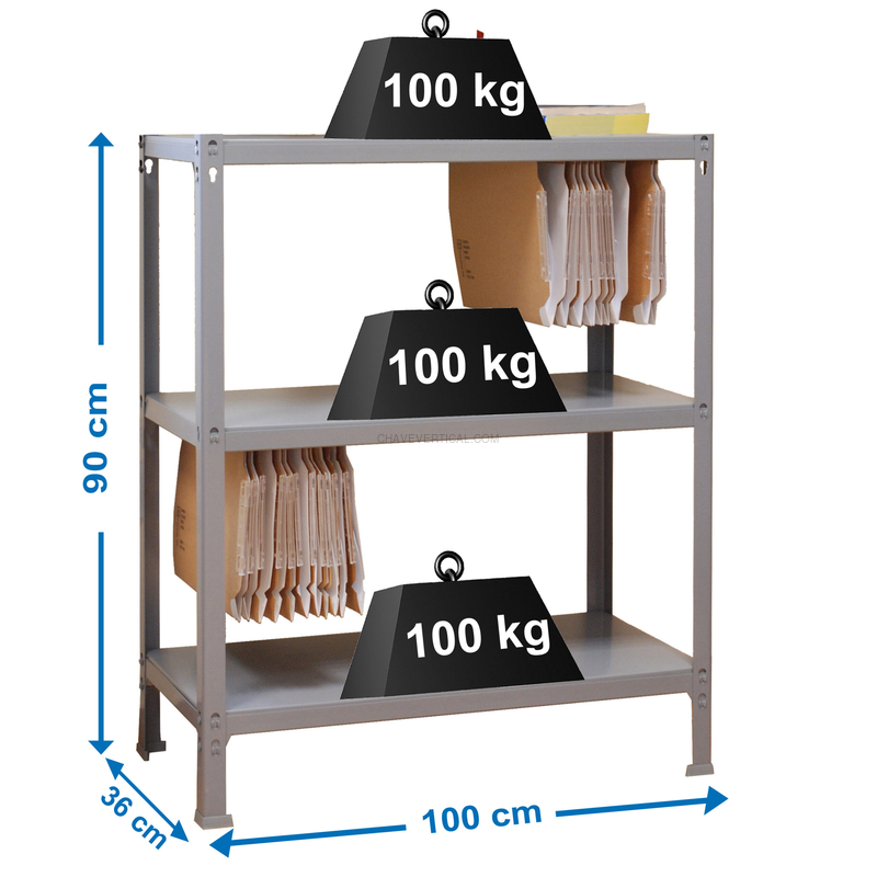 Estante para Arquivo FILECLICK PLUS 3/360 Cinzento - 900 x 1000 x 360 mm
