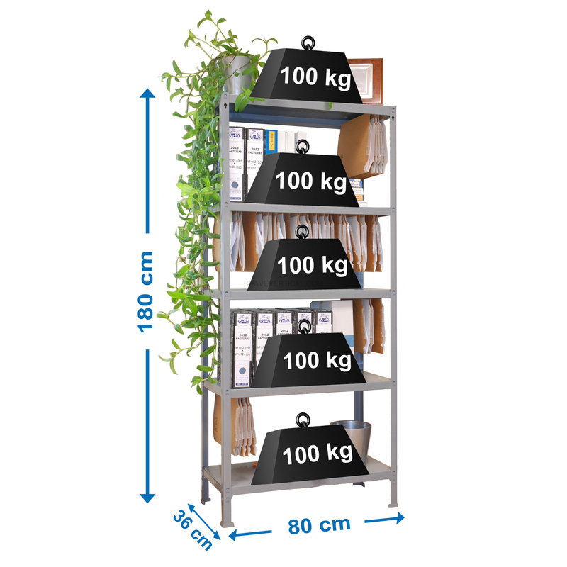Estante para Arquivo FILECLICK PLUS 5/360 Cinzento - 1800 x 1000 x 360 mm
