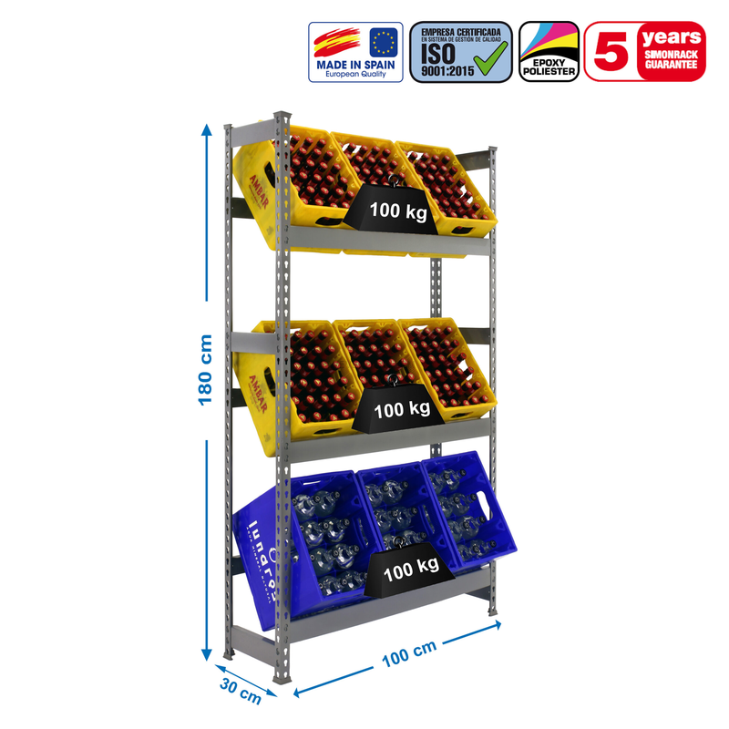 Estante para Garrafas SIMONBOTTLE 3-1800X1000X300 Cinzento