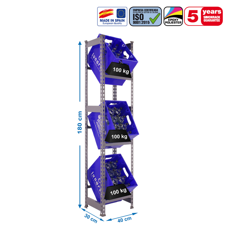 Estante para Garrafas SIMONBOTTLE 3-1800X400X300 Cinzento